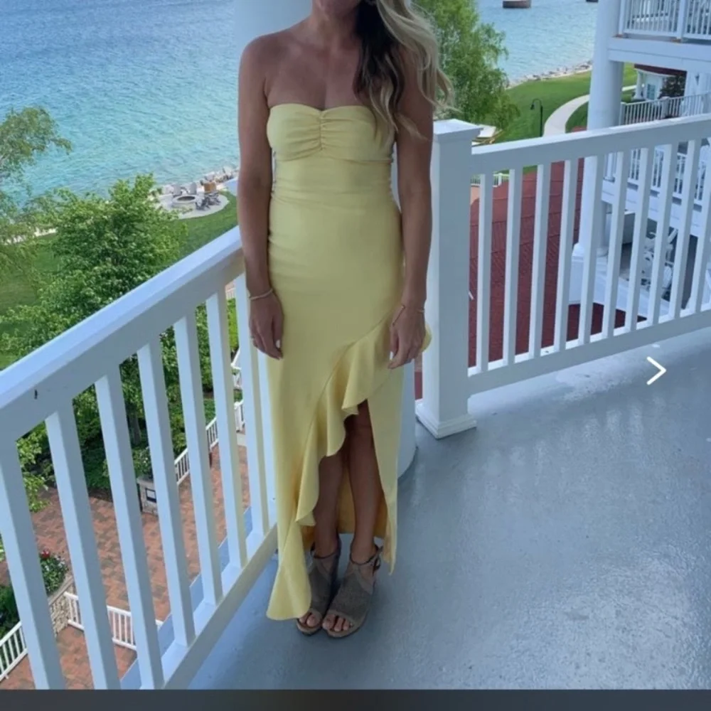 Likely Dress Carissa Gown Strapless Evening Asymmetric Maxi Full Length Yellow